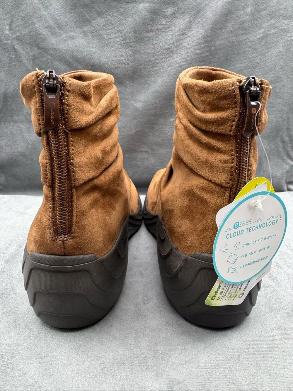 Bzees Zizzle Ankle Boots Women’s Size 11 Tan Wedge Comfort Back Zip‎ NWT